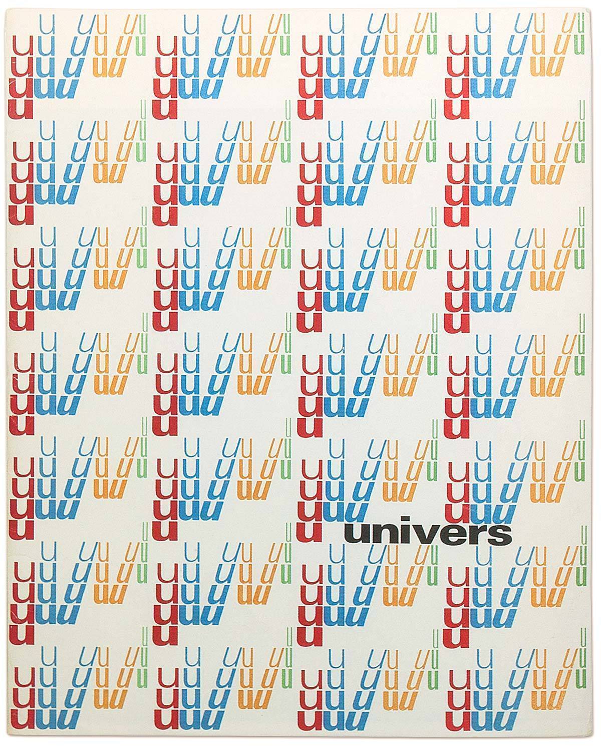 The cover of Deberny & Peignot’s 1964 Univers specimen features a pattern of Bruno Pfäffli’s iconic diagram – a simplified version of Rémy Peignot’s design. (Reproduced from The Book of Books, Cologne 2012, with kind permission of Mathieu Lommen).