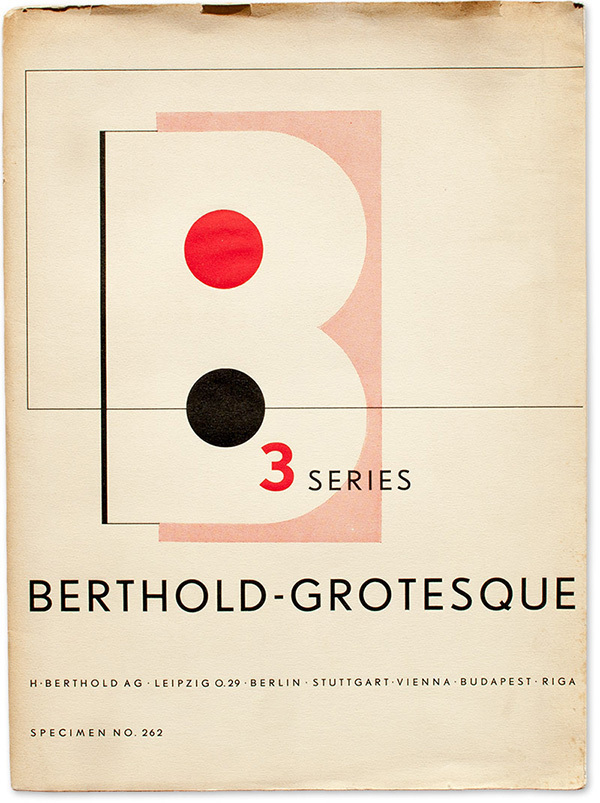 Specimen No. 262 of the Berthold type foundry, titled in English spelling of Berthold-Grotesk.