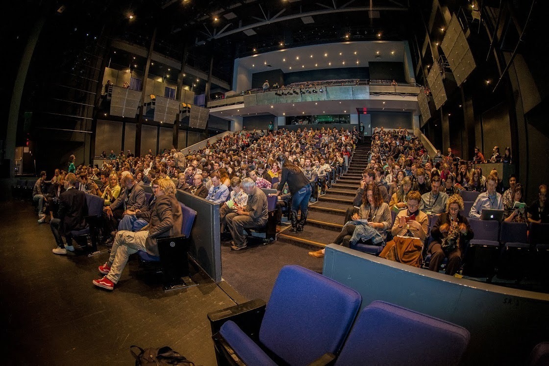 The audience in the YBCA Theater at TYPO San Francisco 2014 “Rhythm” last year.
