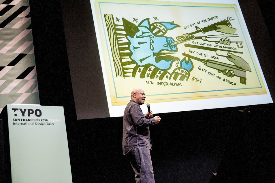 Emory Douglas – recipient of the AIGA Medal 2015 – on the main stage at TYPO San Francisco 2014 “Rhythm”.