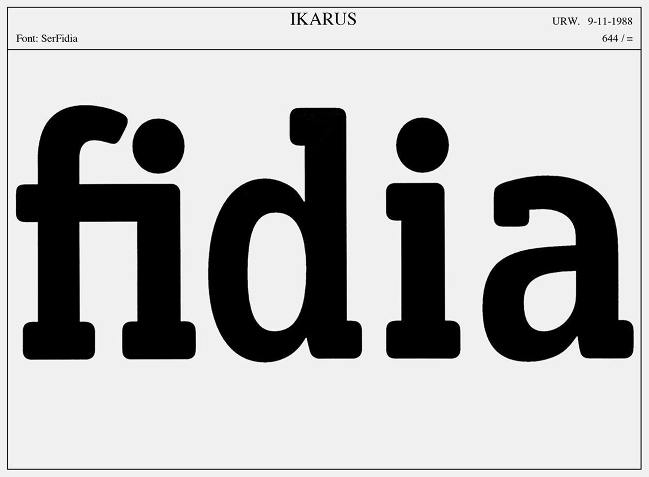 In 1988 Erik Spiekermann designed Fidia and Fidia Serif for an Italian pharmaceutics company of the same name. To be precise, Fidia Serif was a slab serif. Both were equipped with round corners to appear warm and appealing on small packaging. (With kind permission from the archive of Erik Spiekermann.)