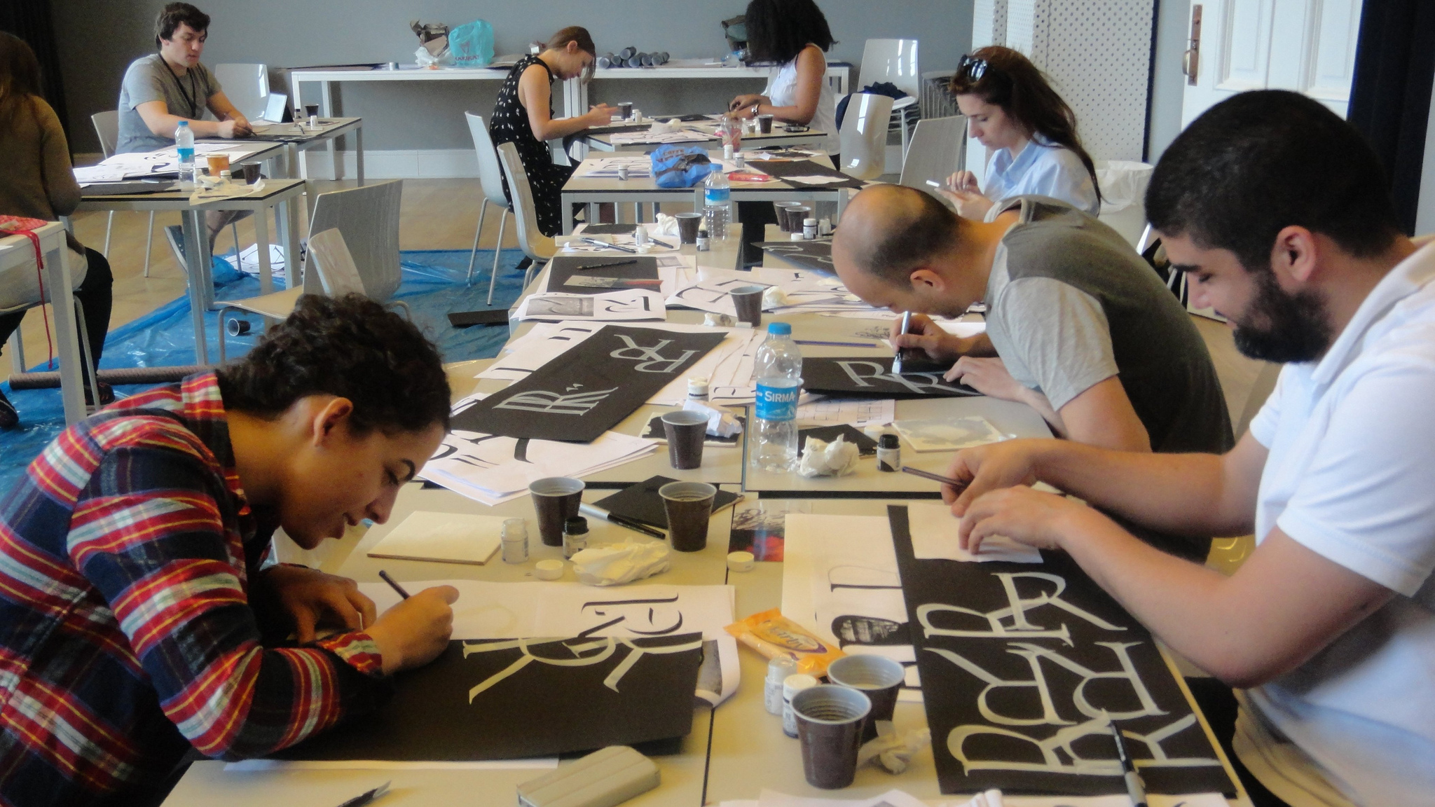 Massimo Polello workshop “The Origin of the Serif: Capitalis Romana with Flat Brush” at ISType 2013. © 2013 ISType