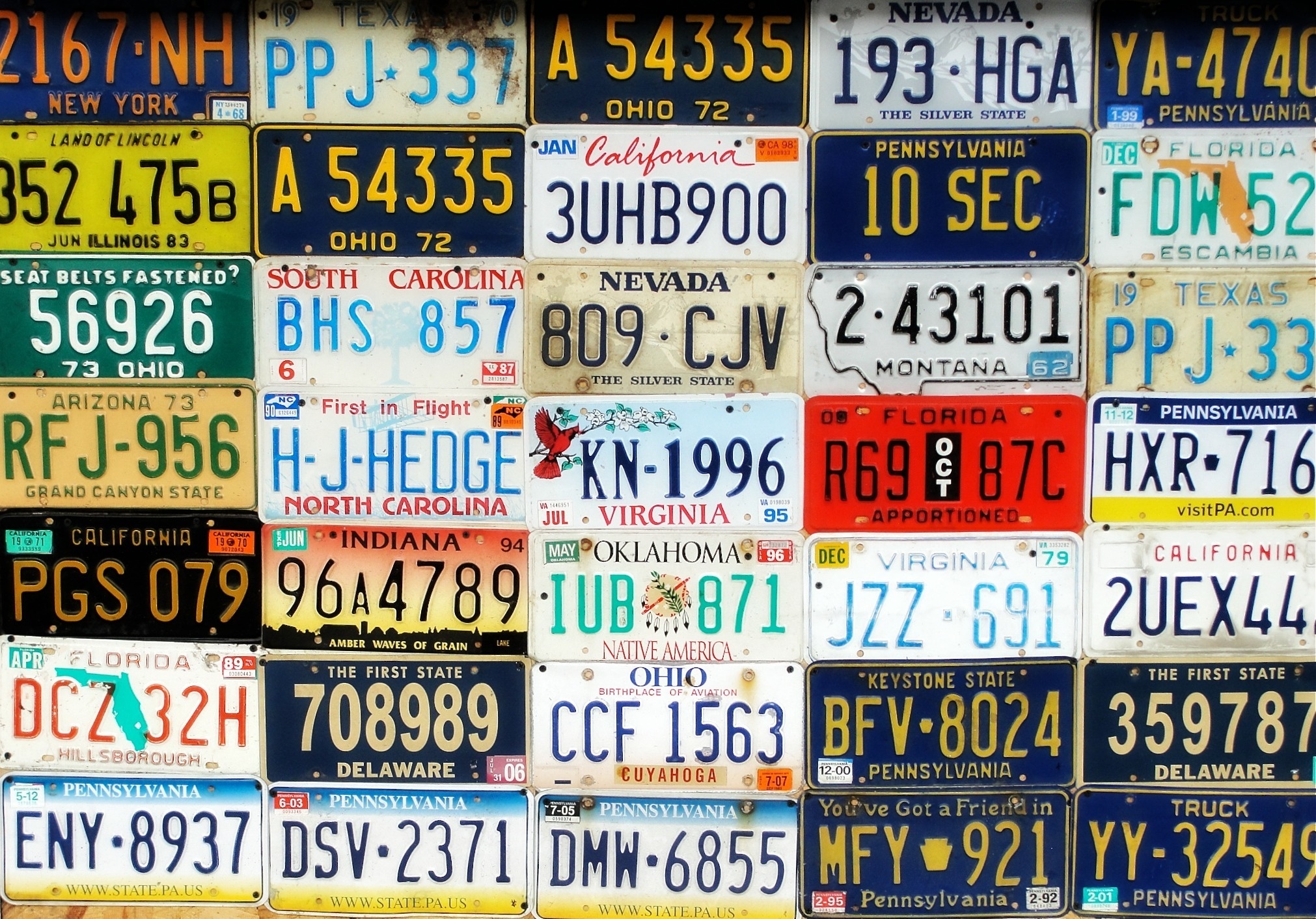 Collection of old license plates in Pennsylvania, Pittsburgh Strip District. © Rob Matheny