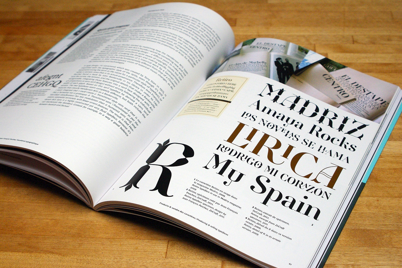 Spread from _Produire & vendre des caractères / Producing & selling typefaces_ (pages 60–61).