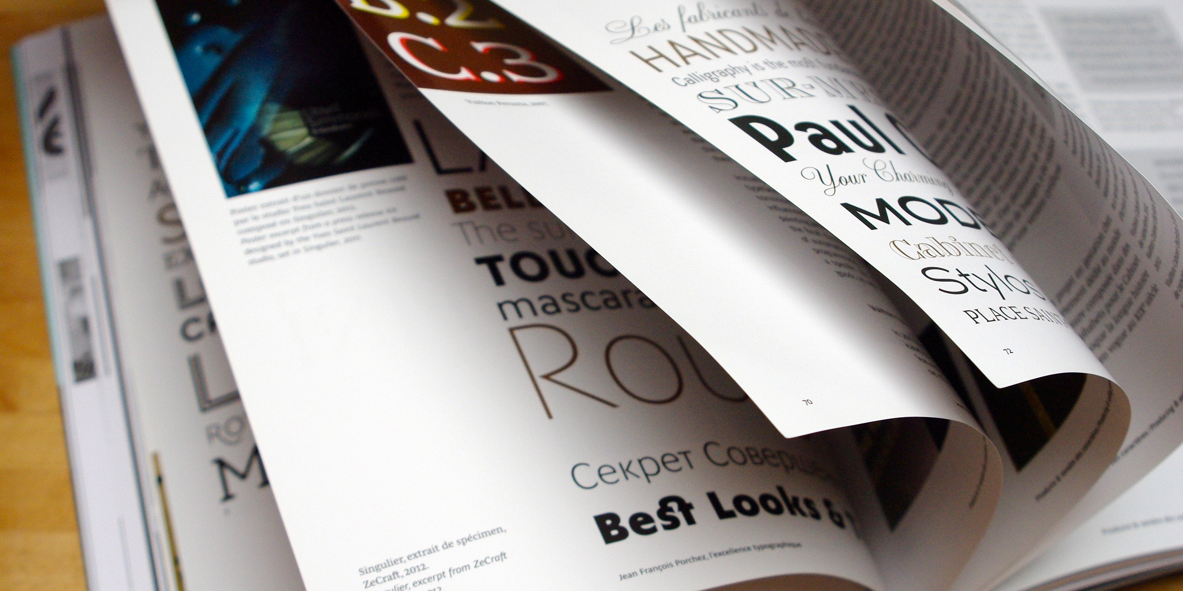 Selection of pages from _Produire & vendre des caractères / Producing & selling typefaces._