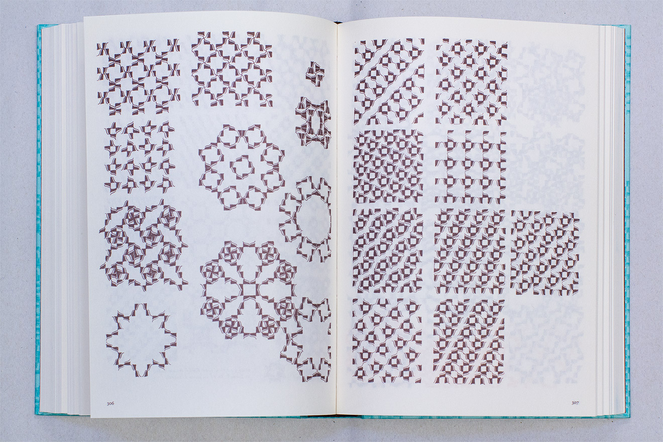 Two spreads of Bram de Does’ _[Kaba Ornament](http://www.ideabooks.nl/9789076452951-bram-de-does-kaba-ornament)._ This book is the outcome of a sketch-based investigation spanning three decades into the seemingly endless combinations of a graphic ornament devised by Bram de Does.