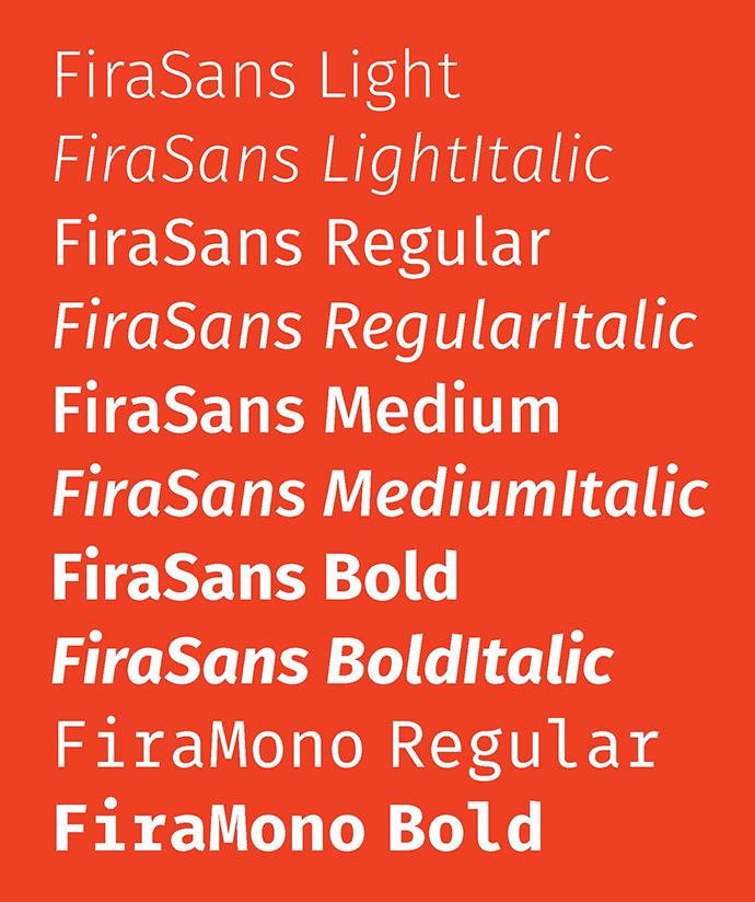 Fira Sans was designed by Erik Spiekermann and Ralph du Carrois for the Firefox OS and was released initially under the Apache License in 2013.