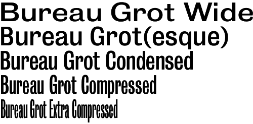 Font Bureau’s gorgeous Bureau Grot is a versatile interpretation of the English nineteenth-century sans by 2007 SOTA Award winner and type design icon David Berlow. It comes in five weights and five widths, ranging from an extremely narrow Extra Compressed to a generous Wide.